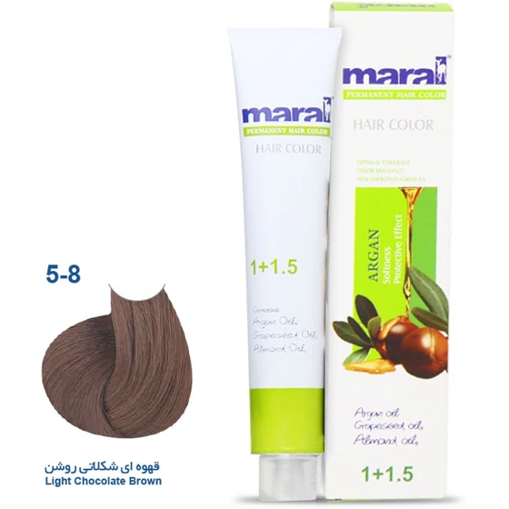رنگ مو مارال شماره 5.8 رنگ قهوه ای شکلاتی روشن