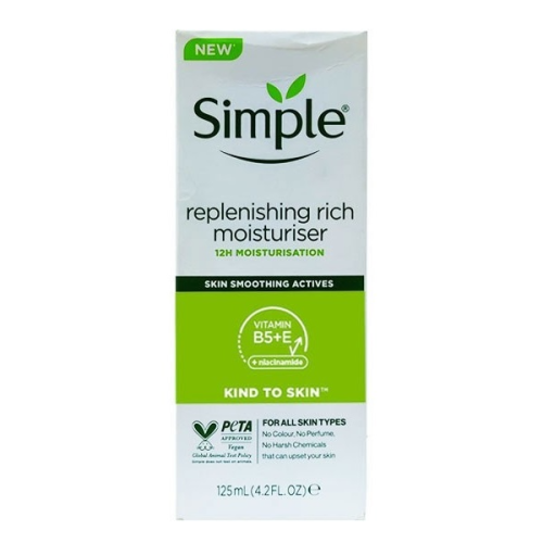 کرم آبرسان ریچ سیمپل مخصوص پوست نرمال خشک و حساس 125 میل SIMPLE REPLENSHING RICH MOISTURISER
